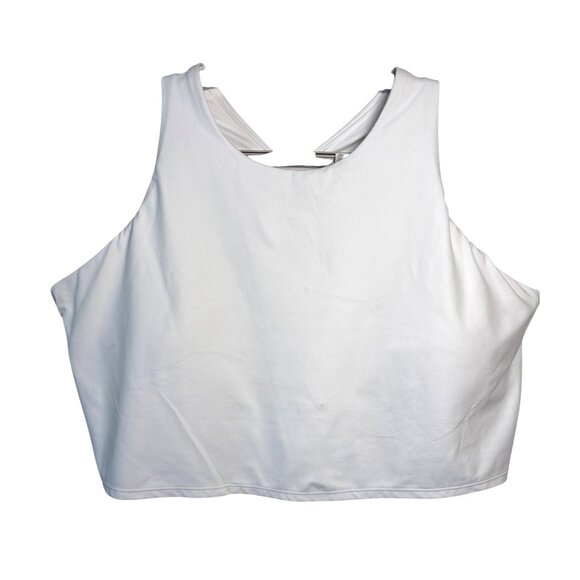 Athleta Conscious Cropped Tank Size 3X White Sports Bra Low Impact Support Pads - Picture 1 of 7
